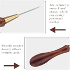 DIUDUS Leather Wooden Handle Scratch Awl, Wooden Handle Scratch Awl Tool, Leather Sewing Awl for Leather Punch Hole or DIY Handmade