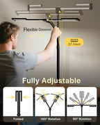 42" LED Desk Lamp with Clamp, Architect Desk Light with Remote, Adjustable 4-Segment Bar, 1800LM Bright, Eye-Caring Desk Lamp for Home Office, Reading, Study, Dual Monitors, Workbench (Black)