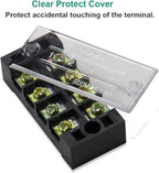 MILAPEAK Terminal Blocks - 12pcs (6 Sets) 4 Positions Dual Row 600V 25A Screw Terminal Strip Blocks with Cover, Pre-Insulated 400V 25A 4 Positions Barrier Strip Black & Red