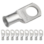 SELTERM 10pcs 2 AWG-1/2 Stud Tinned Copper Wire Lugs, Heavy Duty Battery Cable Ends,2 Gauge Ring Terminals, UL Battery Lugs Marine Grade Copper Eyelets Electrical Battery Terminal Connectors