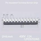 Terminal Block (2 Sets) 2Pcs 12 Positions Dual Row 600V 15A Screw Terminal Strip Blocks with Cover&2Pcs Pre-Insulated Barrier Termina Block Strip&24Pcs Insulated Fork Wire Connector