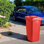 PRO&Family Wheeled Outdoor Trash Can Garbage Can Garage Trash Can for Restaurants/Hospitals/Offices/Back of House/Warehouses/Home (Red, 64 Gallon)