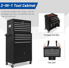 Tool Chest 13-Drawer with Double Door and wheels, Large Detachable Toolbox with Sliding Drawers, Mechanic Tool Box Storage Cabinets, Metal Tool Cart for Garage Workshop (BLACK)