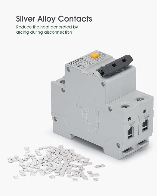 Ground Fault Circuit Breaker, 40 Amp 120V AC DIN Rail Mount Residual Current Circuit Breaker, Thermal-Magnetic Trip, Earth-Leakage Protection 30mA 1PN RCBO C40