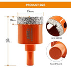 Dry Diamond Drill Bit - BGTEC 2pcs 1-3/8" 35mm Hole Saw for Granite,Marble,Masonry, Concrete, Tile/Ceramic, Glass, Hard Plastic,Vacuum Brazed Diamond Core Drill Bit Kit