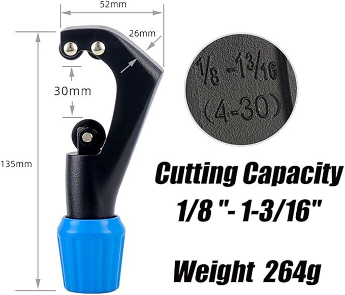 GOLDEAL Tube Cutter,Constant Swing Pipe Cutter Tool for Metal Pipe,1/8" - 1-3/16",with 5 Spare Cutting Blades,Bike Front Fork/Seatpost/Seat Tube/Steerer Tube Cutter(Blue)