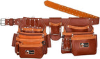 Daisy Leather Tool Belt Pro-202, 28 Pockets, Top Grain Leather, 2.5-inch Padded Belt, Fits 30-52 inch Waist, X-Large (Cherry, X-Large)