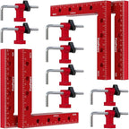 Fivepears 4 Pack 90 degree positioning square clamps set for woodworking, 6.3" x 6.3"(16 x 16cm) aluminum precision right angle corner clamp for square picture frame tool box cabinet drawer and wood