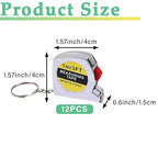 12 Pack Mini Tape Measure Keychains, 1.5 Inch Retractable Measuring Tapes with Lock, Small Functional Ruler for Party Favors, Gift Bags, Classroom Rewards, 1m/3ft