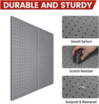 Pegboard, Metal Peg Board, Pegboards Wall Organizer with 38 Pcs Hooks, Sturdy Peg Board for Garage Tool Organization, Home & Office Wall Decoration (Grey, 2 Pack)