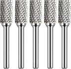 Carbide Burr Set 1/4" Shank SA-3 Die Grinder Bits Tungsten Double Cut Burr Bits (3/8" Cutter Dia X 0.86" Cutter Length) for Die Grinder Kits Metal Grinding Drilling Polishing (5pcs)