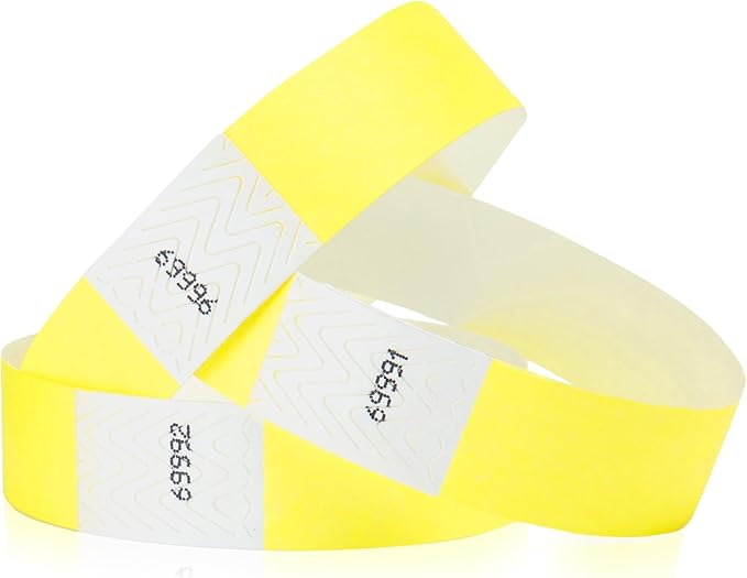 600 WristCo Neon Yellow Tyvek Wristbands for Events - Tamper-Proof Design & Fluorescent Color Prevent Reuse Premium-Grade Bracelets for Hospital & Medical ID, Party & VIP Identification