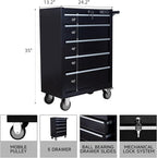 5-Drawer Rolling Tool Chest with Locking Wheels & Drawers, 13" D x 24.2" W x 34.6" H Mobile Tool Storage Cabinet, Heavy-Duty Garage Organizer w/Ergonomic Handle