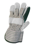 Galeton 2414-L Heavy Shoulder Leather Double Palm Gloves, Safety Cuff, Large, Green Stripe (Pack of 12)