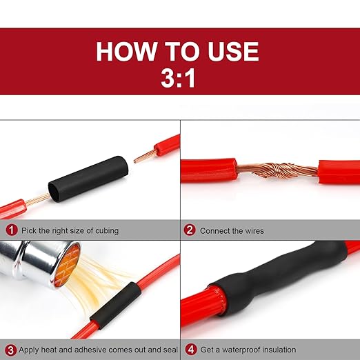 Chanzon 300 Pcs Heat Shrink Tubing Kit, 3:1 Red Sleeving Heat Shrink Wrap Tubing with Length 1.77" (inch), Marine Grade Electrical Waterproof Polyolefin Heat-Shrink Tube