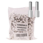 500pcs AWG12/3.5 mm² Wire Ferrules Terminals Kit White, Terminal Connector Wire Insulated Cord Pin Ends Terminals for Electric, Industrial, Chemical Industry, Power Control System, etc.