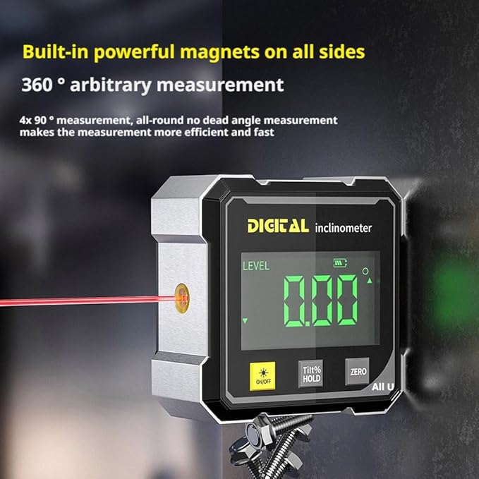 Digital Angle Finder,Digital Level,Inclinometer, Protractor Inclinometer Angle Cube Level Tool,Ultra-Accurate Readings,Used for Woodworking,Table Saw,and Construction