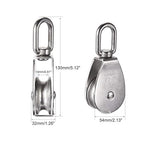 Rocaris 4 Pack M50 Single Pulley Snatch Block Lifting Crane Heavy Duty Swivel Hook 304 Stainless Steel, 3/8" Rope x 2" Sheave, 880lbs Load