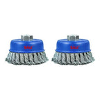 SALI 2 Pack Wire Cup Brush, 4 Inch Twisted Knotted Cup Brush for Grinders, with 5/8-11 Inch Arbor for Heavy Cleaning Rust, Stripping and Abrasive, for Angle Grinder