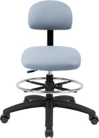 Chair Master FSS Series Square seat (19"-27") seat Height Chair. Vinyl-for Office, Garage, Desk, Shop, Computer, Doctor, Medical, Easy to Clean! 18" Footring (Gray, Mid Stool, Self Braking Casters)
