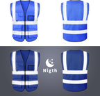Safety Vests,Hi Vis Vest Reflective Vest with 5 Pockets and Zipper for Men Women, Neon Working Vest for Outdoor One Size