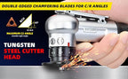 Pneumatic Chamfering Tool Handheld, Mini Air-Powered Chamfering Machine with 4 C-Blades (2 Pre-Installed), 45° Right-Angle Trimming, 1/4 Inch Air Inlet for Metal, Wood Beveling & Deburring