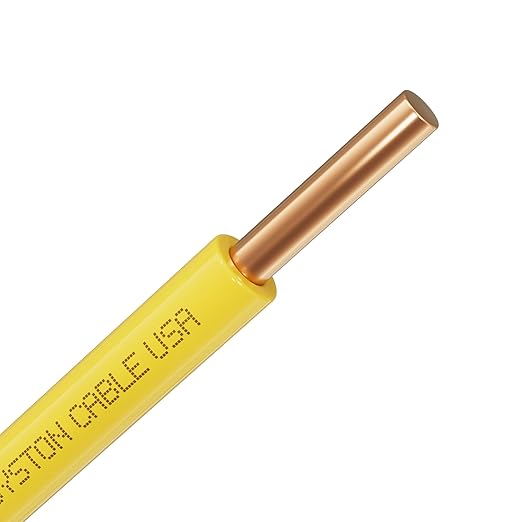 14 AWG Tracer Wire 600V 100% Solid Copper Conductor Direct Burial Underground, Yellow Tracer Wire for Locating Underground Pipes and Lines Gas Electrical Wire Water Sewer Pipe and Fiber Optic, 1000 FT