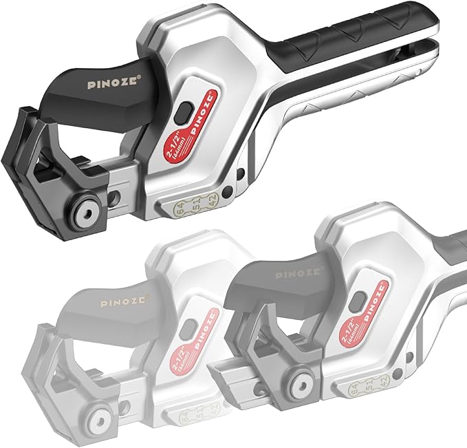 PVC Pipe Cutter, 3-Gear Adjustable Cut up to 2-1/2”, Ratchet Pipe Cutter Tool Heavy-Duty for PVC, PPR, PE, PEX, Plastic Hoses & Plumbing Pipes with Teflon Coated SK5 Blade