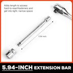Egofine 21pcs 3/8 Inch Ratchet Socket Wrench Set, Drive Socket Set with 19 Sockets, 6-24mm sockets and 2 Way Quick Released Ratchet Handle and Extension Bar