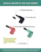 Multimeter Leads Magnetic Probe, 3 Colors Magnetic Voltage Probes for 4 mm Socket Test Lead Kit, Voltage to CAT III 1000 V, CAT IV 600 V Safety Rating