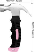 KURUI Pink Small Hammer for Picture Hanging Nails Drywall Anchors, Picture Hanging Tool, High Hardness 8oz Claw Hammer With Shock-Absorbing Non-Slip Handle for Kids and Women