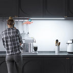 WOBANE Under Cabinet Lighting,Dimmable Counter Lights for Kitchen with 5 Color,Wireless Hand Wave Activated,Plug in LED Light Bar for Kitchen,Shelf,Pantry,Workbench,16.5 inch,800LM,Black