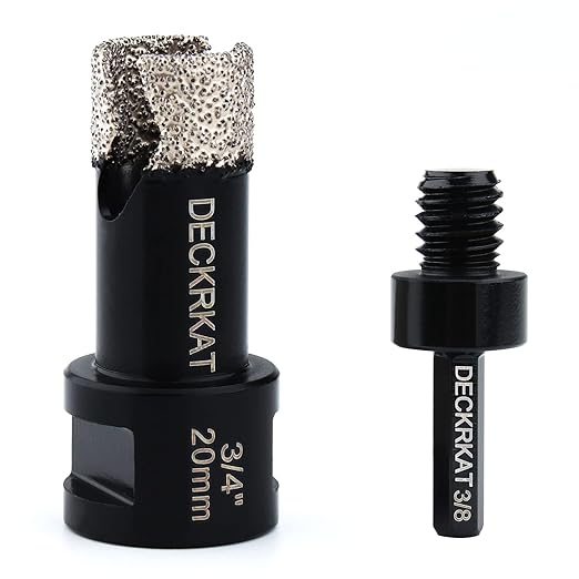 3/4” Diamond Hole Saw with Slots 20mm Vacuum Brazed Tile Hole Saw for Porcelain Granite Brick Concrete with 5/8-11 Thread to 3/8” Hex Shank Adapter Fit Both Angle Grinders & Electric Drills