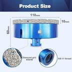 110mm Diamond Core Drill Bit for Porcelain Tile Ceramic Marble Granite Drilling,BRSCHNITT 1pc Vacuum Brazed Diamond Hole Saw with 5/8-11 Thread (110mm)