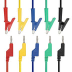 Sumnacon Multimeter Banana Plug to Crocodile Alligator Clip Test Probe, 5PC 4mm Stackable Colorful Silicone Banana Plug to Alligator Clip Test Probe Lead Wire Cable 6.6Ft/2M