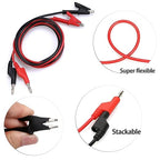 Sumnacon Multimeter Banana Plug to Crocodile Alligator Clip Test Probe, 2PCS 4mm Stackable Colorful Silicone Banana Plug to Alligator Clip Test Probe Lead Wire Cable 1M/3.3 Ft