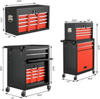 8-Drawer High Capacity Rolling Tool Chest with Wheels, Big Tool Storage Removable Tool Box Combo, Tool Storage Cabinet with Lockable Drawers, Toolbox for Workshop (Black&Red)