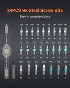 24 in 1 Magnetic Ratchet Screwdriver Set, DIY Mini Screwdriver Set, Multi Bit Magnetic Drive Set with Detachable Ratchet Handle, Portable Precision Repair Tool Kit for Furniture Computer Bicycle