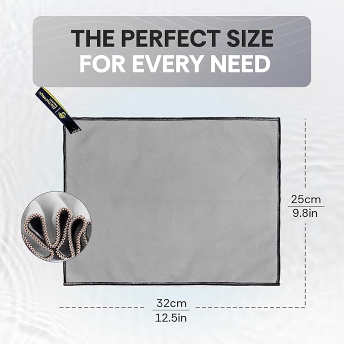 Backpacking Ultralight Quick Dry Microfiber Soft Fast Drying Hand and Face Towel Wash Cloth Camping Yoga Hiking Active Lifestyle Small (Gray, Small)