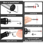 Engraving Pen with 37 Bits,Mini Electric Engraver Etching Machines Cordless Rotary Tools Engraved Jewelry Stone Metal Plastic Wood Resin Model (Silver)