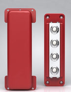 600A Heavy-Duty Bus Bar Nickel Plated Copper Distribution Terminal Block with Cover 4 M10 (3/8 in) Studs & 8 Screws Buss Bar for Solar RV Marine Car Audio 12-48V DC Battery System (Red)