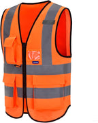 A-SAFETY orange safety vest 7 Pocket Class 2,XL