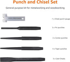 Amazon Basics 16-Piece Chrome Vanadium Steel Punch and Chisel Set with Storage Pouch