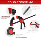 XINQIAO Bar Clamps for Woodworking 6 Inch (2) 12 Inch (2) Wood Clamps Set, One-Handed Spreader with 150 LBS for Stable and Reliable Fixing Solutions