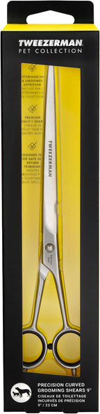 Tweezerman 9" Pet Grooming Scissors with Safety Round Tips, Professional Curved Grooming Shears for Medium to Large Dogs