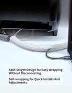 Cable Management Split Wire Loom Sleeve - Cord Hider & Protector for Desk, Pet Chew Proof, Wire Cover Organizer, Flexible Tube for Wires and Cables (5/16 Inch 12FT, White)