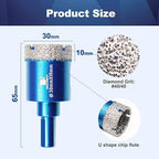 Dry Diamond Core Drill Bit Set,BRSCHNITT 2pcs/Pack 1 1/7 Inch (30mm) Diamond Hole Saw Core Drill Bit with Triangle Shank for Porcelain Tile Ceramic Stone Granite Marble