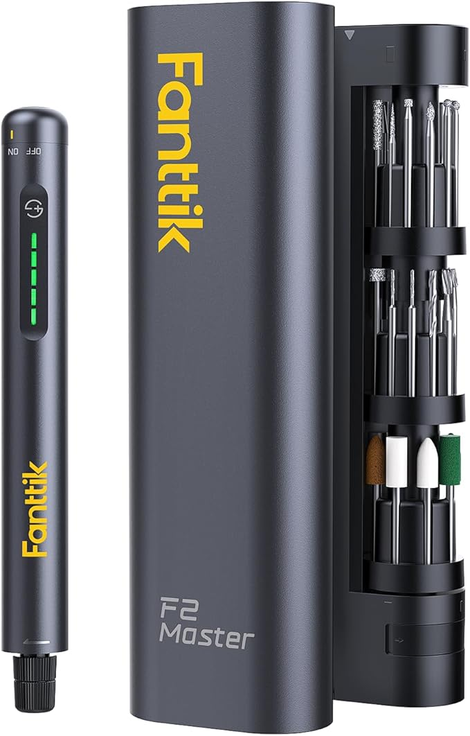 Fanttik F2 Master Mini Cordless Rotary Tool Kit, NeoPulse Motor, 5 Variable Speed, 25000 RPM, Revostor Hub, 35 Accessories, for 3D Printer Sanding, Polishing, Drilling, Carving, DIY Crafts