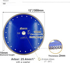 SHDIATOOL 12-Inch Diamond Saw Blade Cutting Disc for Porcelain Tile Ceramic Granite Marble Brick Turbo Cutting Wheel on Angle Grinder