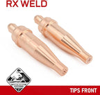 RX WELD 1-1-101 Acetylene Cutting Torch Tips, Fit V-Style Heavy Duty Torch - Pack of 2